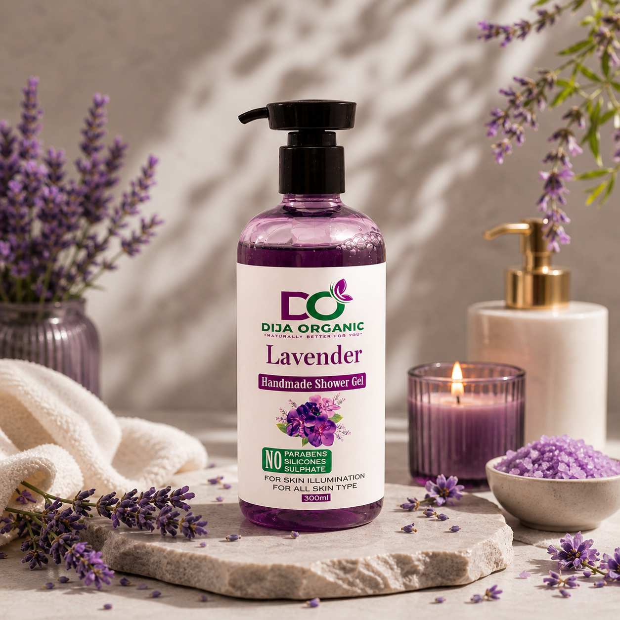 Lavender Relaxation Shower Gel | Deep Moisture & Stress-Relief Body Wash | DIJA Organic
