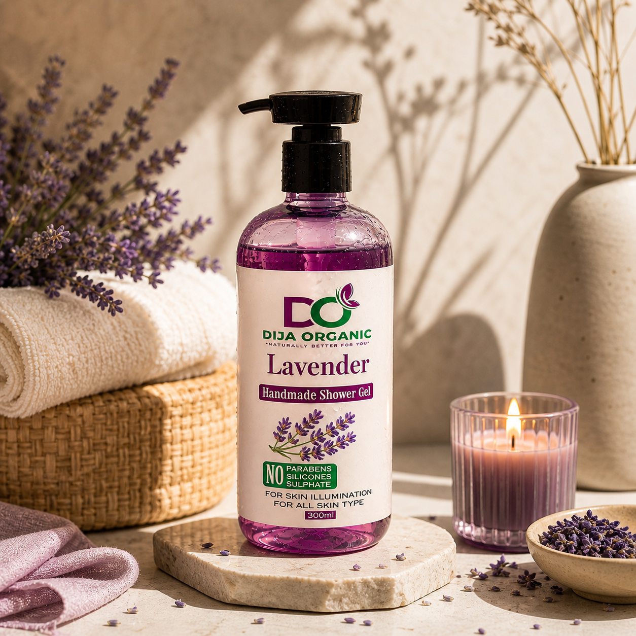 Lavender Relaxation Shower Gel | Deep Moisture & Stress-Relief Body Wash | DIJA Organic