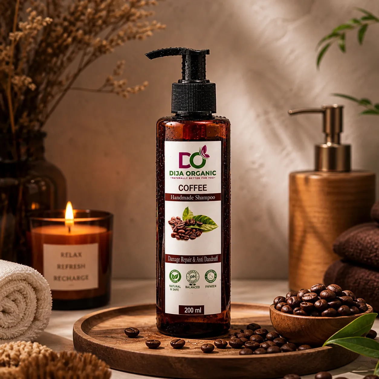 Coffee Energizing Shampoo | Caffeine Scalp Stimulant & Volumizing Therapy | DIJA Organic