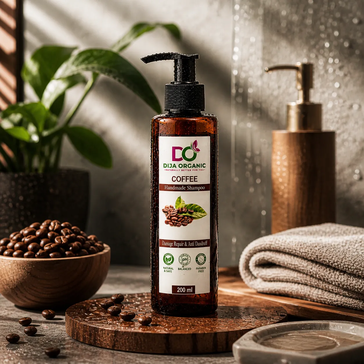 Coffee Energizing Shampoo | Caffeine Scalp Stimulant & Volumizing Therapy | DIJA Organic