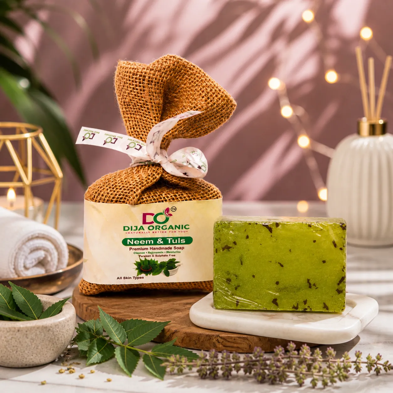 Neem & Tulsi Soap | Antibacterial Shield & Clear Skin Treatment | DIJA Organic