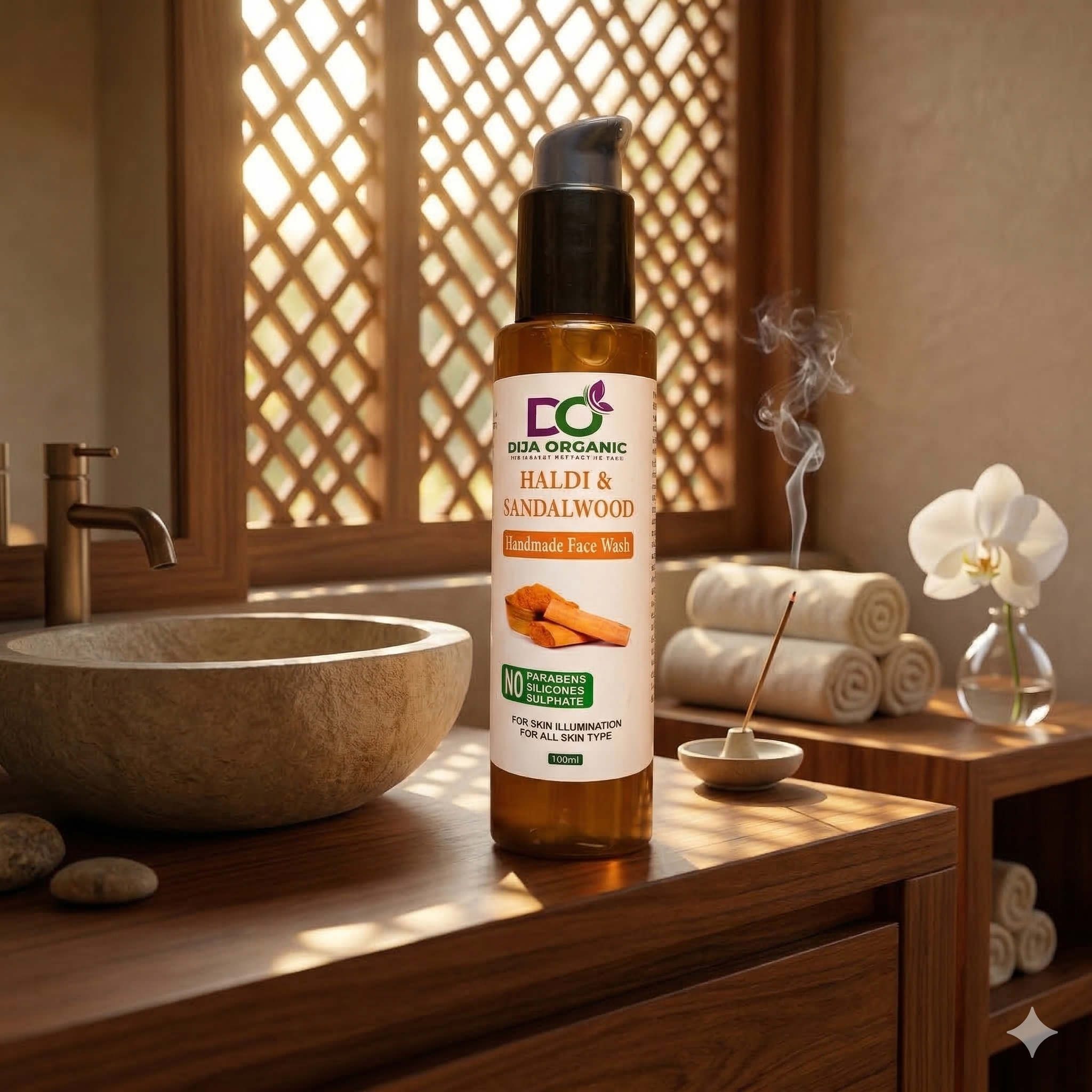 Haldi Chandan Face Wash | Skin Brightening & Golden Glow Therapy | DIJA Organic